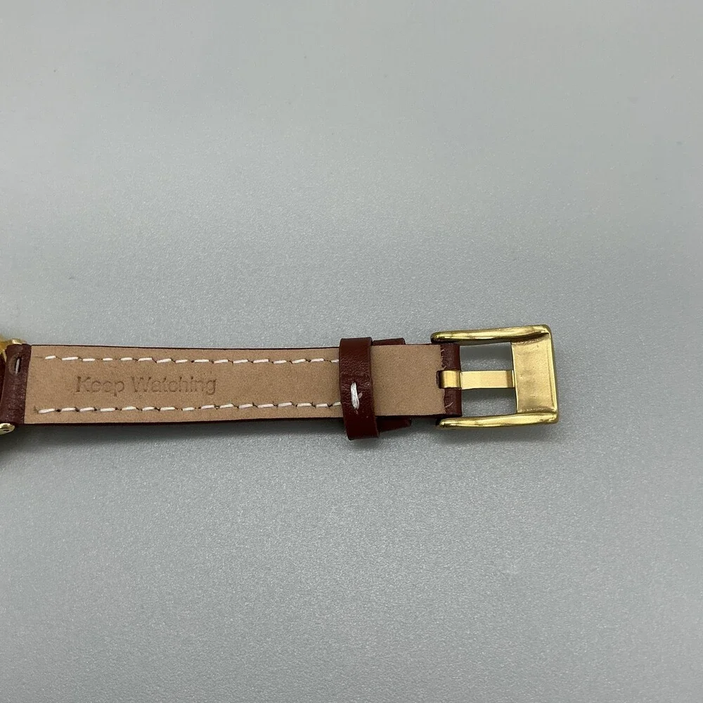 Bulova Womens Watch 26mm Cream Dial Brown Leather Strap Gold Tone New Battery